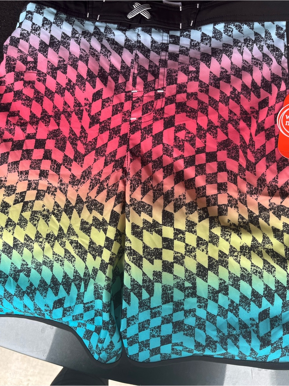 Vibrant Ombre Checkerboard Swim Trunks